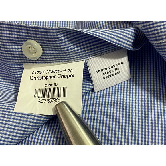 Proper Cloth Shirt Light Blue Check Size Small 18x31 100% Cotton - Picture 3 of 8
